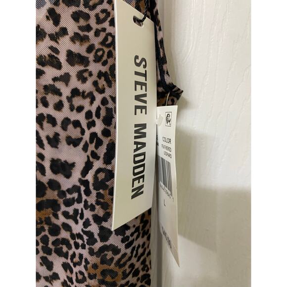 Steve Madden Sheer Leopard Print Bodysuit Size L - Picture 3 of 4
